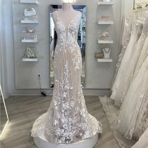 Plunging V Neck Wedding Dress